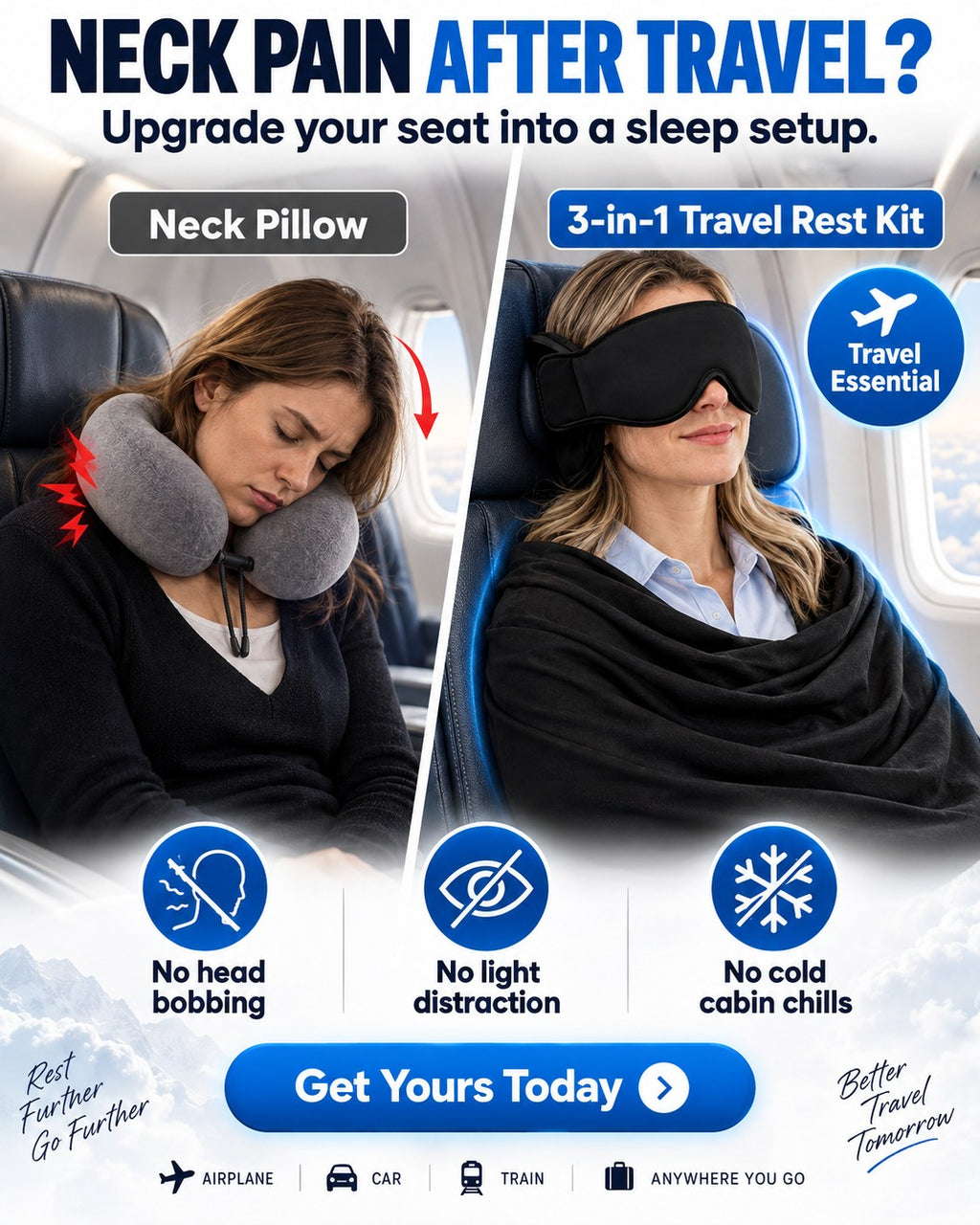 TravelNest 3-in-1 Ergonomic Airplane Sleep System