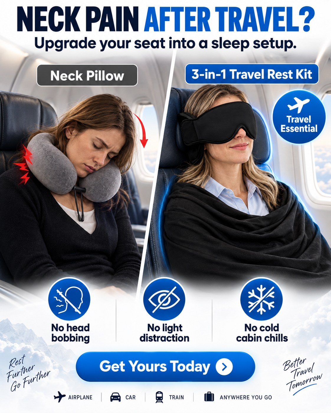 TravelNest 3-in-1 Ergonomic Airplane Sleep System