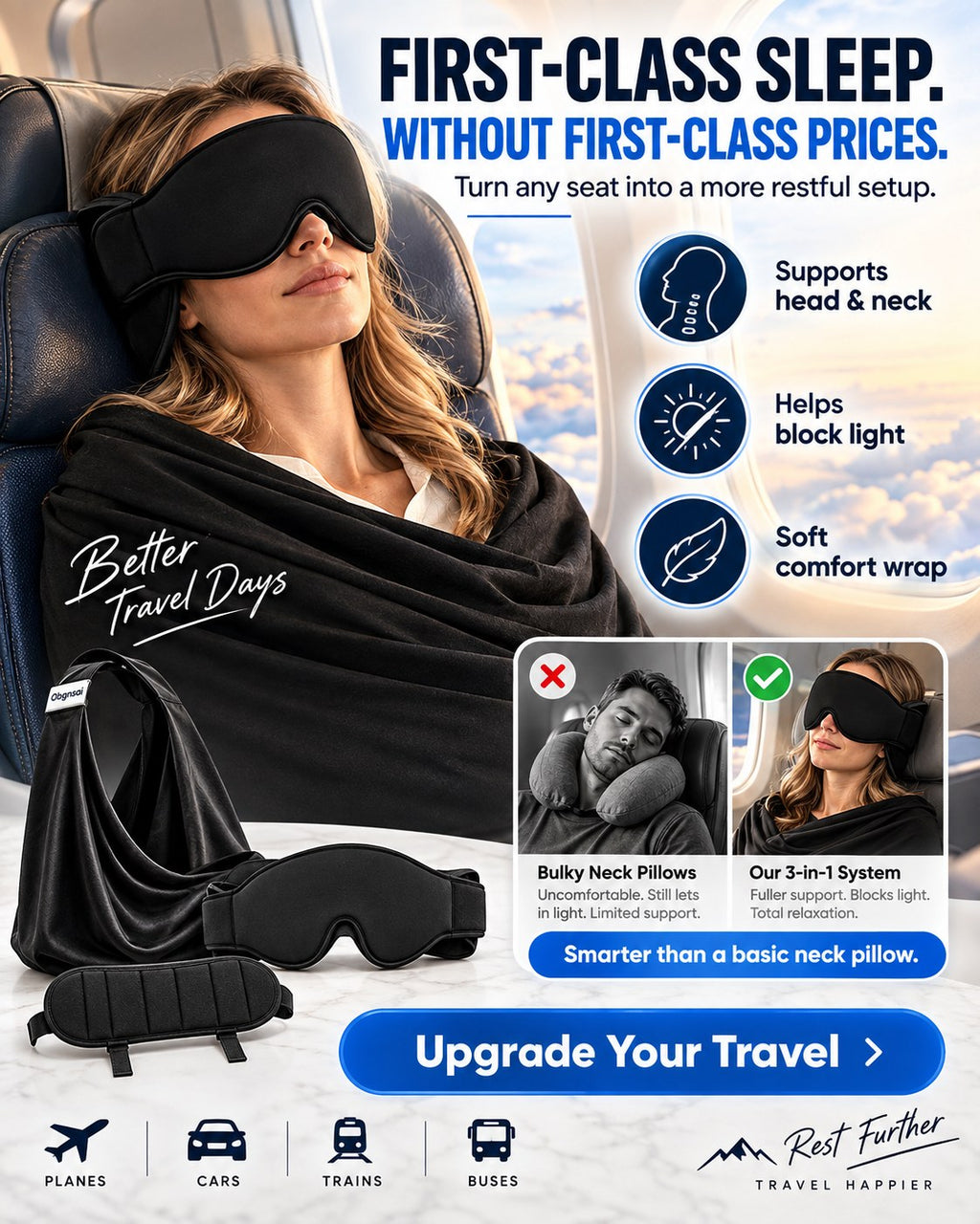 TravelNest 3-in-1 Ergonomic Airplane Sleep System