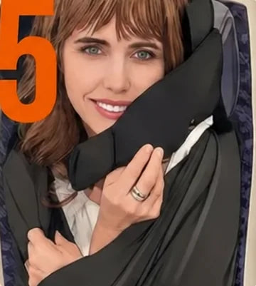 A traveler placing her arms inside the body sling